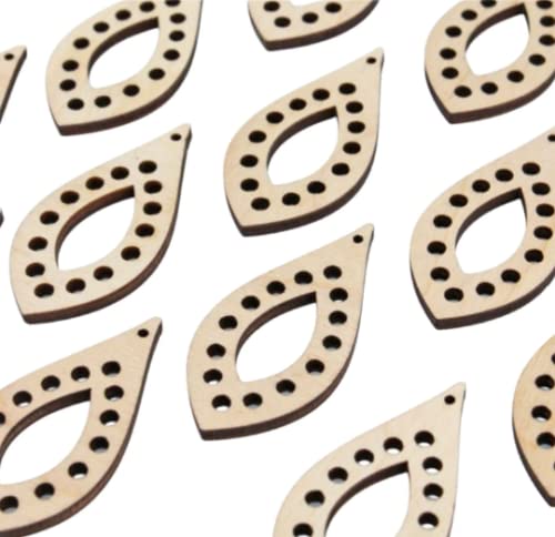 ALL SIZES BULK (12pc to 100pc) Unfinished Wood Laser Teardrop with Circle Cutouts Dangle Earring Jewelry Blanks Shape Crafts Made in Texas Texan Wood Crafts