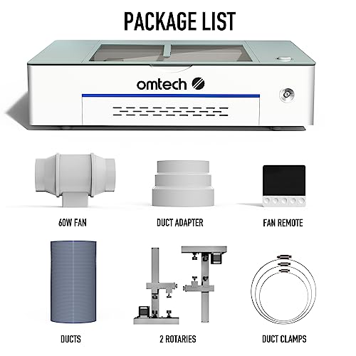 OMTech Desktop Laser Engraver, 50W CO2 Laser Engraving Machine with 2 Rotary Axes 12x20 Workbed 5MP Camera Fume Extractor Water Chiller, Polar 350 - WoodArtSupply