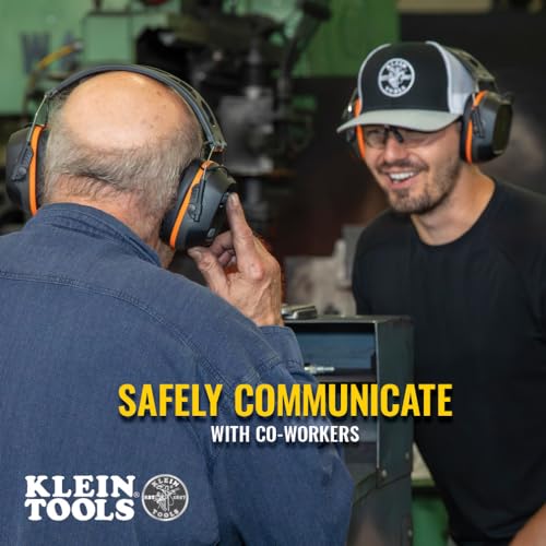 Klein Tools AESEM1S Smart Sense Electronic Hearing Protection Safety Earmuff with Bluetooth & Situational Awareness, NRR 23dB, 25hr Runtime - WoodArtSupply