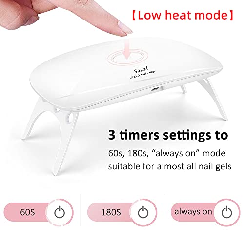 Sazzi Led Uv Nail Lamp UV Light for Resin, 24W, Industry Featured Low Heat Function, Cures 5 Fingernails or toenails at The Same time, Compatible Sazzi