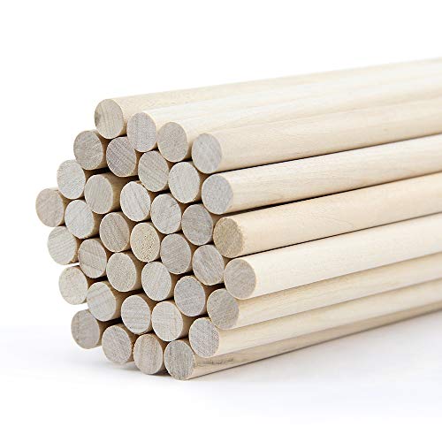 3/8 x 12 Inch, Wooden Dowel Rods, Unfinished Round Sticks for Pennant, Wedding, Christmas, Music Class, Party, DIY Crafts, 50 pcs Kang&Chang