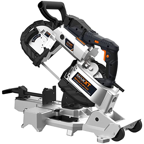 MAXXT Band Saw with Lightweight Aluminum Base 10 Amp 5 Inch Deep Cut Variable Speed Handheld Automatic Multipurpose Cut with Carrying Wheels Portable - WoodArtSupply