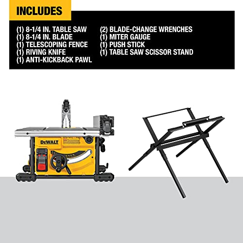 DEWALT DWE7485WS 8-1/4 in. Compact Jobsite Table Saw With Stand DEWALT