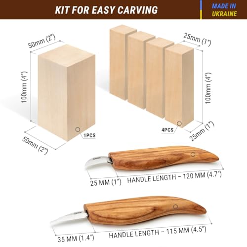 BeaverCraft Wood Carving Kit S16 Wood Whittling Kit for Beginners Kids Wood Carving Set - Whittling knife, Chip Wood Carving Knife, Basswood Carving BeaverCraft