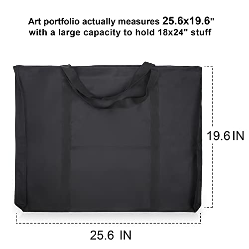 Jjring Dacron Light Weight Art Portfolio Bag, 18 Inches by 24 Inches, Black Carrying Storage Case for Poster, Sketching, and Drawing - WoodArtSupply