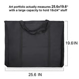 Jjring Dacron Light Weight Art Portfolio Bag, 18 Inches by 24 Inches, Black Carrying Storage Case for Poster, Sketching, and Drawing JJRING