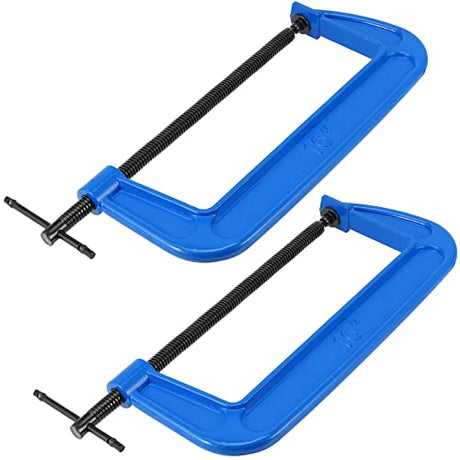 MUKCHAP 2 PCS 10 Inch C-clamp, Malleable Iron Large C Clamps, Heavy Duty G Clamps with 4 Inch Throat Depth, for Woodworking and Metal Workpiece MUKCHAP