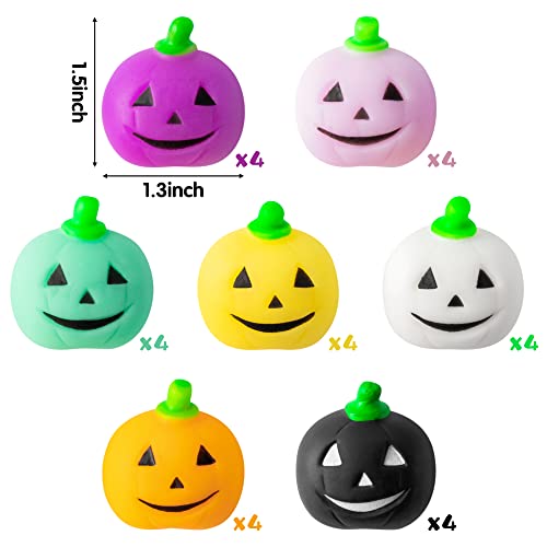 WATINC 28pcs Halloween Pumpkin Mochi Squeeze Toys for Kids, Happy Halloween Stress Relief Gifts Mochi Fidget Toys Treat Goodie Bags Fillers Classroom - WoodArtSupply