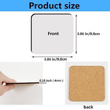 12 pcs Sublimation Square Coaster Blanks Products Bulk MDF Sublimation Coasters Blanks with Cork Back Hardboard Cork Coasters Blank MDF Sublimation AiDiYGECO