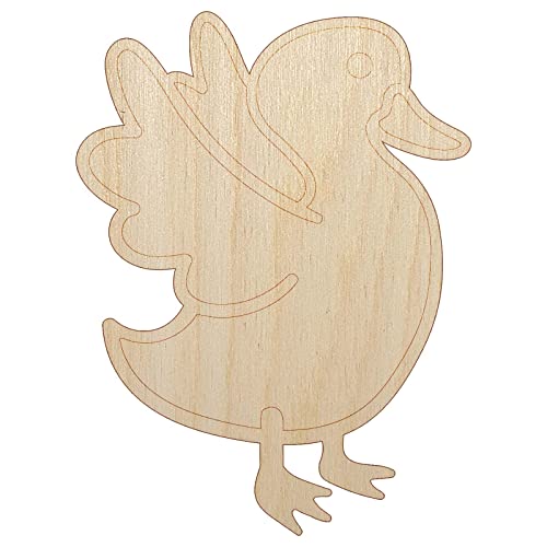 Delightful Duck Flapping Wings Unfinished Wood Shape Piece Cutout for DIY Craft Projects - 1/8 Inch Thick - 6.25 Inch Size - WoodArtSupply