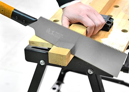 KAKURI Japanese Pull Saw for Woodworking 9-1/2" Made in JAPAN, Non-Slip Cork Handle, Japanese Hand Saw Ryoba Double Edge Blade for Rip and Crosscut - WoodArtSupply