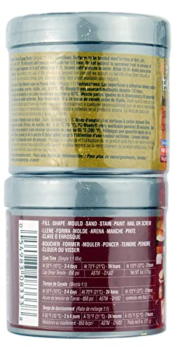 PC Products PC-Woody Wood Repair Epoxy Paste Kit with Mixing Tool, Two-Part 6 oz in Two Cans, Tan (83321) PC Products
