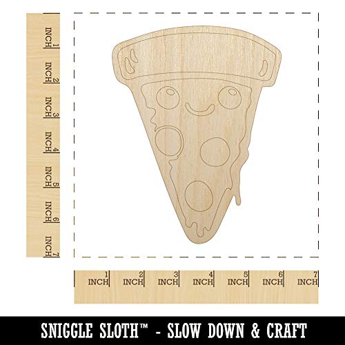 Cute Kawaii Pepperoni Pizza Unfinished Wood Shape Piece Cutout for DIY Craft Projects - 1/8 Inch Thick - 6.25 Inch Size Sniggle Sloth