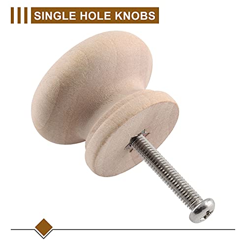Zorfeter 20 Pcs Wood Unfinished Drawer Knobs Mushroom Shape Furniture Cabinet Knobs Pulls Handles (Diameter: 28mm, Height: 21mm) Zorfeter