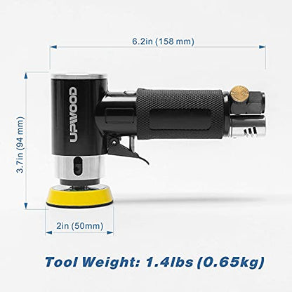 2'' 3'' Mini Orbital Air Sander by UPWOOD, Small Pneumatic Random Orbital Sander Kit with Hook And Loop Sanding Pads 30pcs Sandpapers and 21pcs - WoodArtSupply