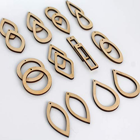 20 Unfinished Wood Laser Cut 1.5" Earring Earrings Jewelry Crafts Blanks Texan Wood Crafts