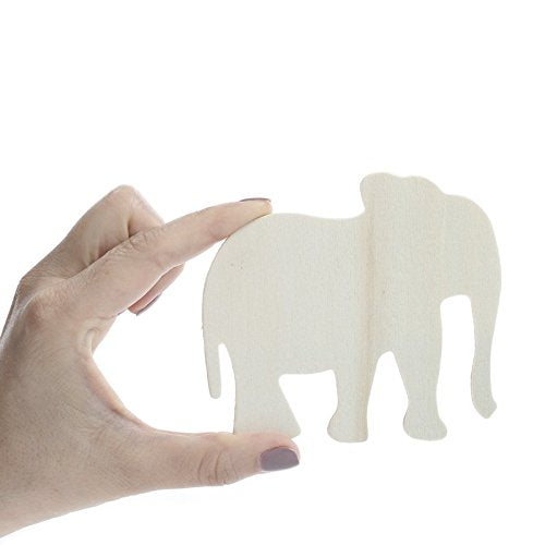 Pack of 24 Unfinished Wood Elephant Cutouts by Factory Direct Craft - Blank Wooden Elephant Shapes to Turn into Wildlife Zoo Animals, African or Factory Direct Craft