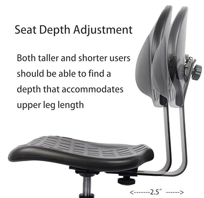 TAKE UR SEAT Deluxe Polyurethane Drafting Lab Stool Chair, 18" Adjustable Footring, 10" Adjustable Height, 450 lbs seat Capacity, Heavy Duty, Built - WoodArtSupply