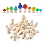 KISSITTY 30pcs Wood Mushrooms Unfinished Wooden Mushroom Craft Figures Embellishments Decorations for Home Garden Miniature Ornaments Decor Painting KISSITTY