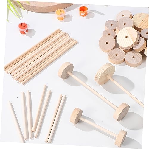 LALAFINA 1 Set Treaded Wheels Wood Wheels Crafts Wheels Wood Pendants Gear Slices Wheels and Axles Wood Wire Wheel Wood DIY Car Craft Wheels Spoked LALAFINA