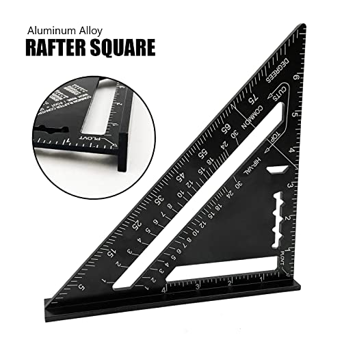 7 inch Rafter Square Aluminum Alloy Double Scale Triangle Ruler Angle Ruler Carpenter Triangle Square Rafter Tool Mensurement Tool for Woodworking LYHLYA