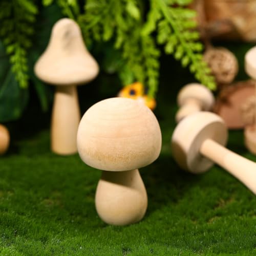 Kisangel 36 Pcs Unfinished Wooden Mushrooms Plain Craft Wood Wooden Ornaments for for Arts and Crafts Projects Decoration Kisangel