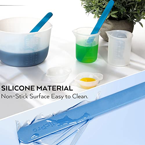 Large Silicone Resin Measuring Cups Tool Kit - Nicpro Reusable 600ml & 100ml Measure Cup, Silicone Stir Sticks Pipettes Finger Cots for Epoxy Resin Nicpro