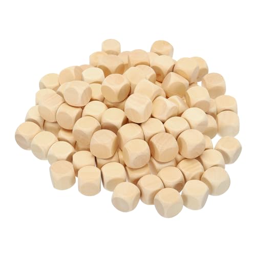 PATIKIL 18mm Blank Wooden Dice, 100 Pack Unfinished Wooden Blocks 6 Sided Wood Cube with Rounded Corners Square Wood Blocks for DIY Craft Projects PATIKIL