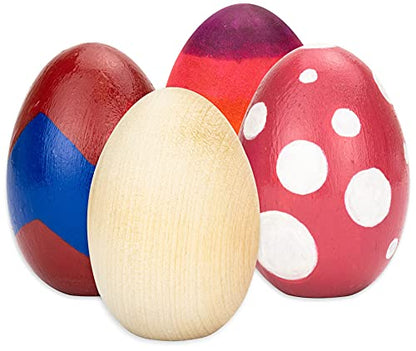 Hygloss Products Wooden Eggs - Unpainted Natural Wood Eggs Great For Easter Crafts - 1-3/4 x 2-1/2 Inches, 12 Pack - WoodArtSupply