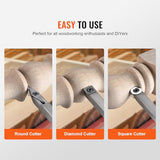 VEVOR Wood Lathe Chisel Set, 3 PCS Woodworking Turning Tools, Includes Square, Round, Diamond Carbide Blades, 7.87" Comfortable Grip Handles, Wood VEVOR
