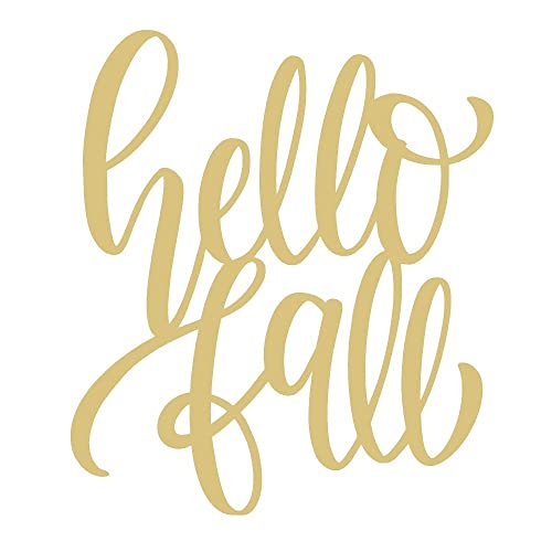 Word Hello Fall Cutout Unfinished Wood Fall Decor Door Hanger MDF Shaped Canvas Style 1 (10") - WoodArtSupply