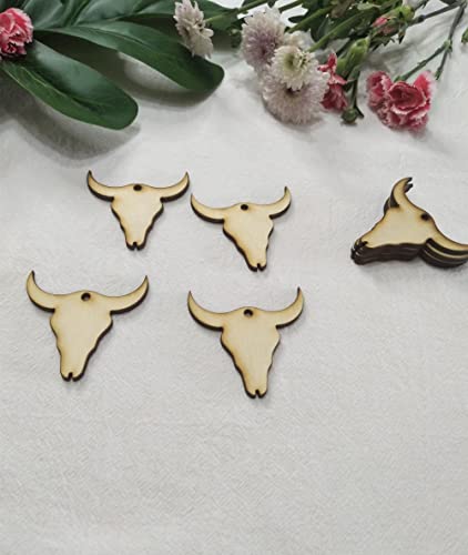 30pcs of Wood Cow Earring Blanks, DIY Earrings Blanks, Wood Cow Tag Blanks DIY Craft Blanks (2'') - WoodArtSupply