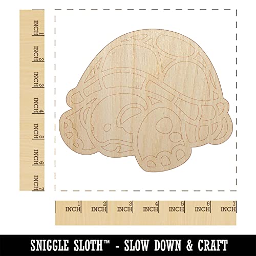 Shy Turtle Hiding in Shell Unfinished Wood Shape Piece Cutout for DIY Craft Projects - 1/8 Inch Thick - 6.25 Inch Size Sniggle Sloth