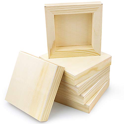 BILLIOTEAM 8 Pack Unfinished Square Wood Panels,4" x 4"/10cm x 10cm,Blank Wooden Canvas Cradled Painting Panel Boards for BILLIOTEAM