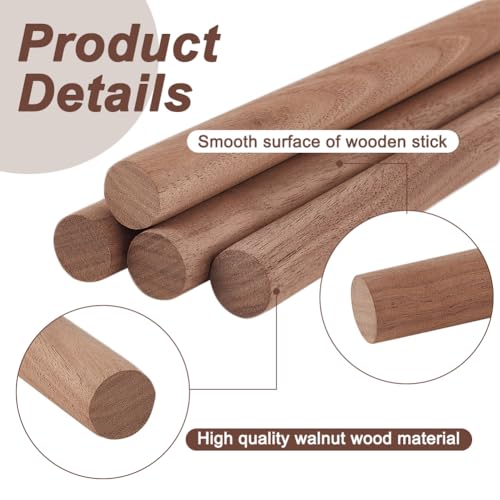 OLYCRAFT 4 Pcs Walnut Dowel Rods 15.7 inch Long Wood Sticks 0.7 inch Diameter Unfinished Round Sticks Wooden Carving Blocks Round Wooden Sticks for OLYCRAFT
