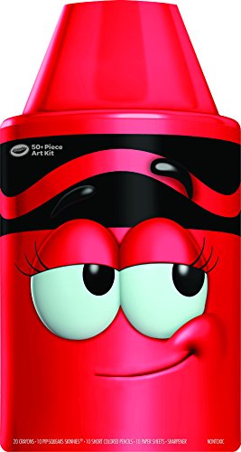 Crayola Tip 50 Piece Art Kit, Scarlet Art Gift for Kids 5 & Up, Includes Crayons, Pip-Squeaks Markers, Colored Pencils, Paper Sheets & Dual-Purpose Crayola
