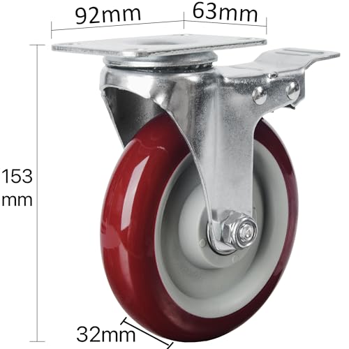 Finnhomy 5 Inch Casters Wheels Set of 4 Heavy Duty Plate Swivel Locking Casters for Furniture/Workbench Premium Industrial Wheels 3000 Lbs Anti-wear Finnhomy