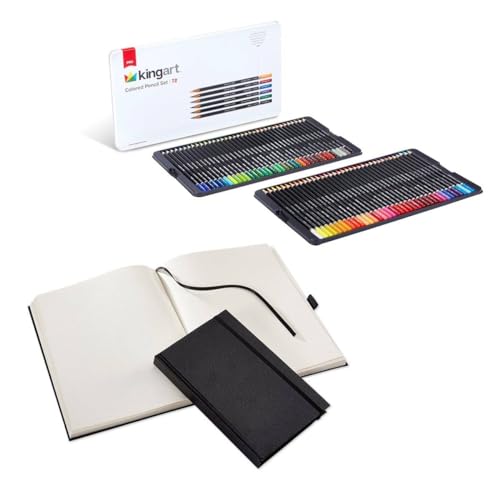 KINGART™ Pro Colored Pencil & Hardcover Sketchbook Bundle 74 Pc. - WoodArtSupply