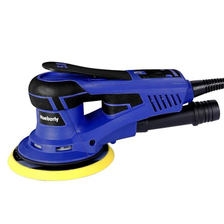 Electric Random Orbital Sander 350W Brushless Motor 3/16 in Orbit, 110V 6-Inch 10000 RPM Variable Speed Tool for Metal Fabrication, Woodworking Walls Hueborly