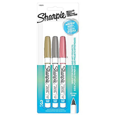 SHARPIE Paint Marker, 3-Count, Metallic Assorted, 3 count SHARPIE