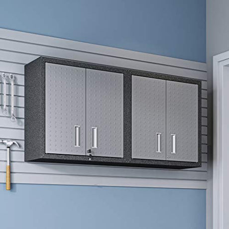 Manhattan Comfort Fortress Metal Floating Garage Cabinets in Grayl (Set of 2) Manhattan Comfort