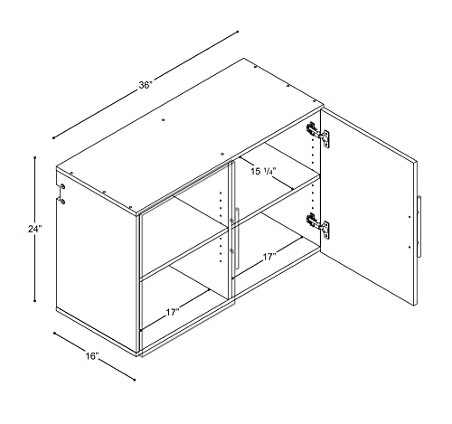 Prepac HangUps Upper Storage Cabinet - Elegant and Spacious Wall Cabinets to Maximize Your Storage, 36" Size, Classic Light Gray Finish