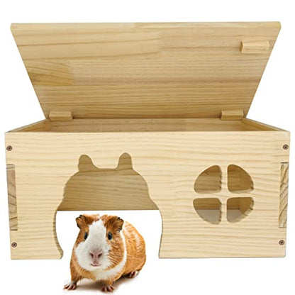 Wooden Guinea Pig Hideout, Chinchilla House, Baby Rabbit House, Dwarf Bunny Hut Hideout Wood, Small Animal Hideout for Rats, Hedgehog - WoodArtSupply