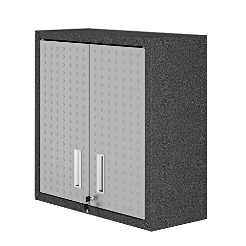 Manhattan Comfort Fortress Floating Garage Storage Cabinet, Black/Grey - WoodArtSupply