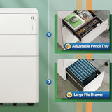 DEVAISE 3-Drawer Slim Vertical File Cabinet, Fully Assembled Except Casters, Legal/Letter Size, White DEVAISE