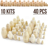 AEVVV Unpainted Blank Russian Nesting Dolls Lot of 10 Sets by 4 pcs - DIY Russian Nesting Dolls to Paint - DIY Blank Doll Wooden AEVVV