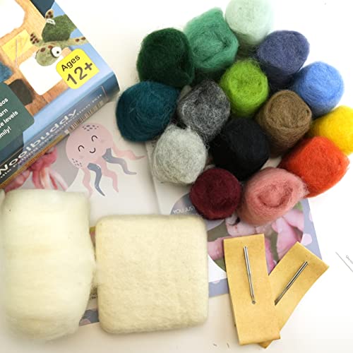 Woolbuddy Needle Felting Kit, Sea Animal Felting Kits for Beginners Adults and Kids, Craft for Adults, DIY, Needle Felting Supplies Included, Wool - WoodArtSupply