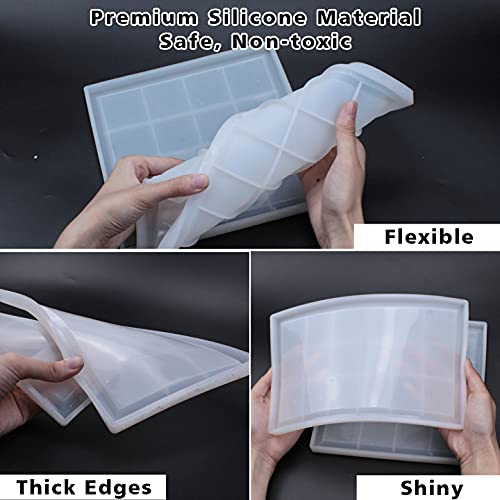 ResinWorld Rectangle Square Tray Mold for Resin, Rolling Tray Mold, Shiny Silicone Tray Resin Mold with Sides, Silicone Plate Mold for Making Sided - WoodArtSupply