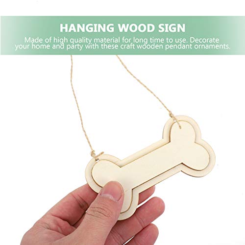 Sign Decor 30Pcs Dog Bone Shaped Wooden Cutouts Wooden Dog Bone Shape Sign Blank Hanging Wooden Plaque Unfinished Wood Dog Bone with Ropes for Crafts EXCEART