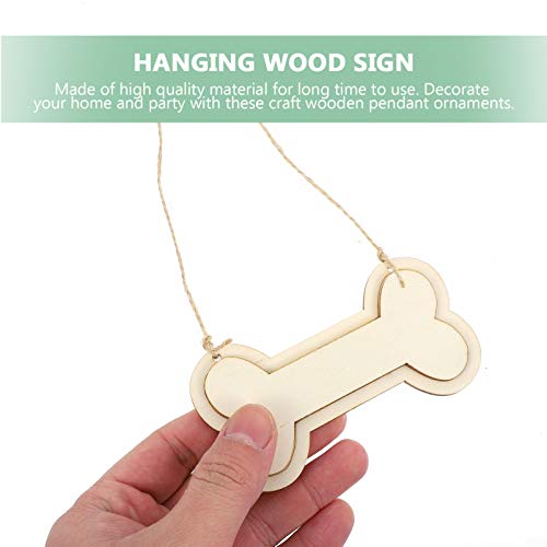 Sign Decor 30Pcs Dog Bone Shaped Wooden Cutouts Wooden Dog Bone Shape Sign Blank Hanging Wooden Plaque Unfinished Wood Dog Bone with Ropes for Crafts